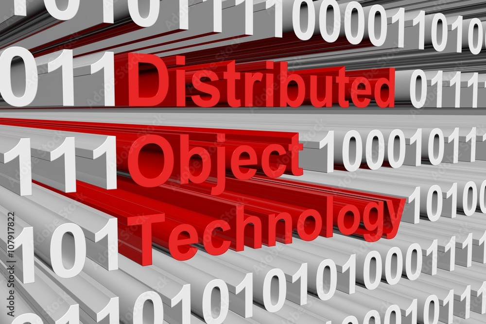 distributed object technology as binary code 3D illustration
