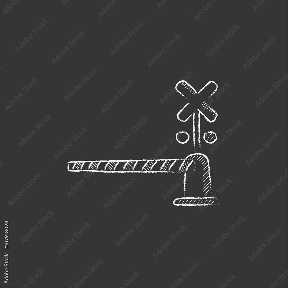 Railway barrier. Drawn in chalk icon. Railway barrier. Drawn in chalk icon.