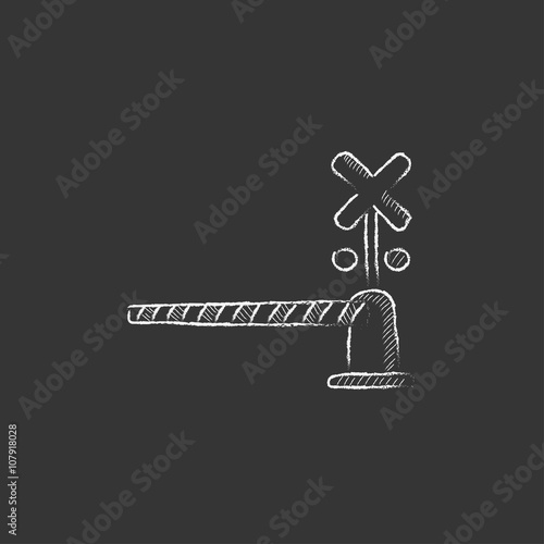 Railway barrier. Drawn in chalk icon.