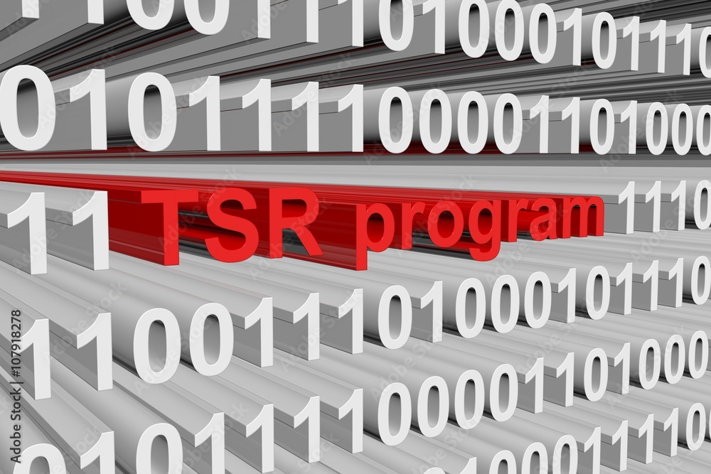 TSR program in the form of binary code, 3D illustration