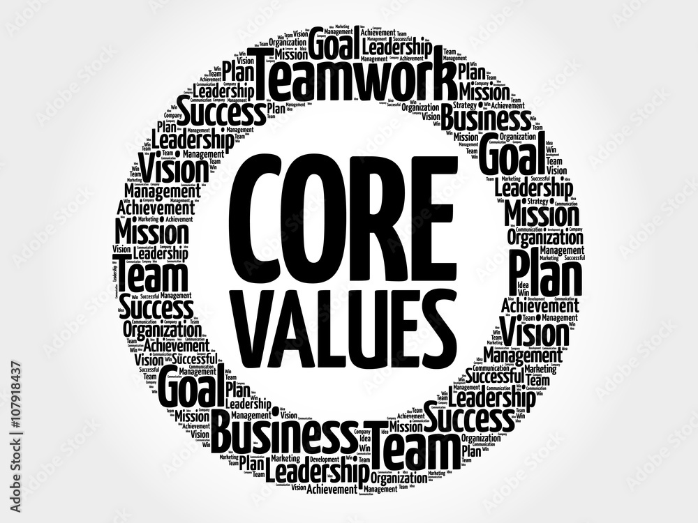 Fototapeta premium Core Values circle word cloud, business concept