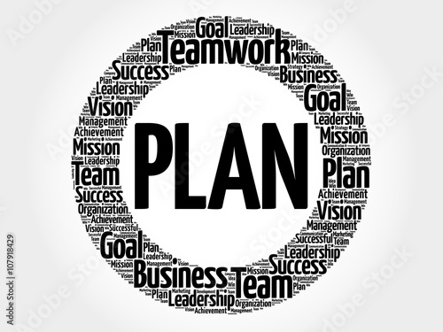 Plan circle word cloud, business concept