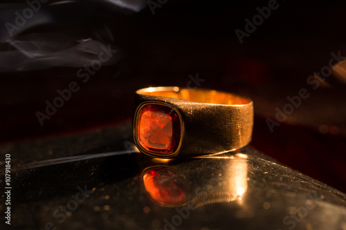 Men's gold Garnet ring