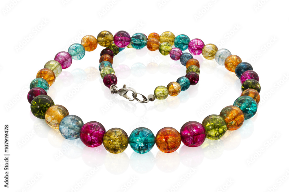 Close up of necklace with colorful beads Close up of necklace with colorful beads