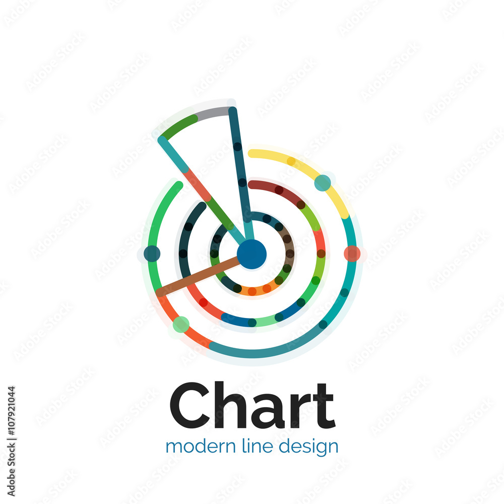 Thin line chart logo design. Graph icon modern colorful flat style Thin line chart logo design. Graph icon modern colorful flat style