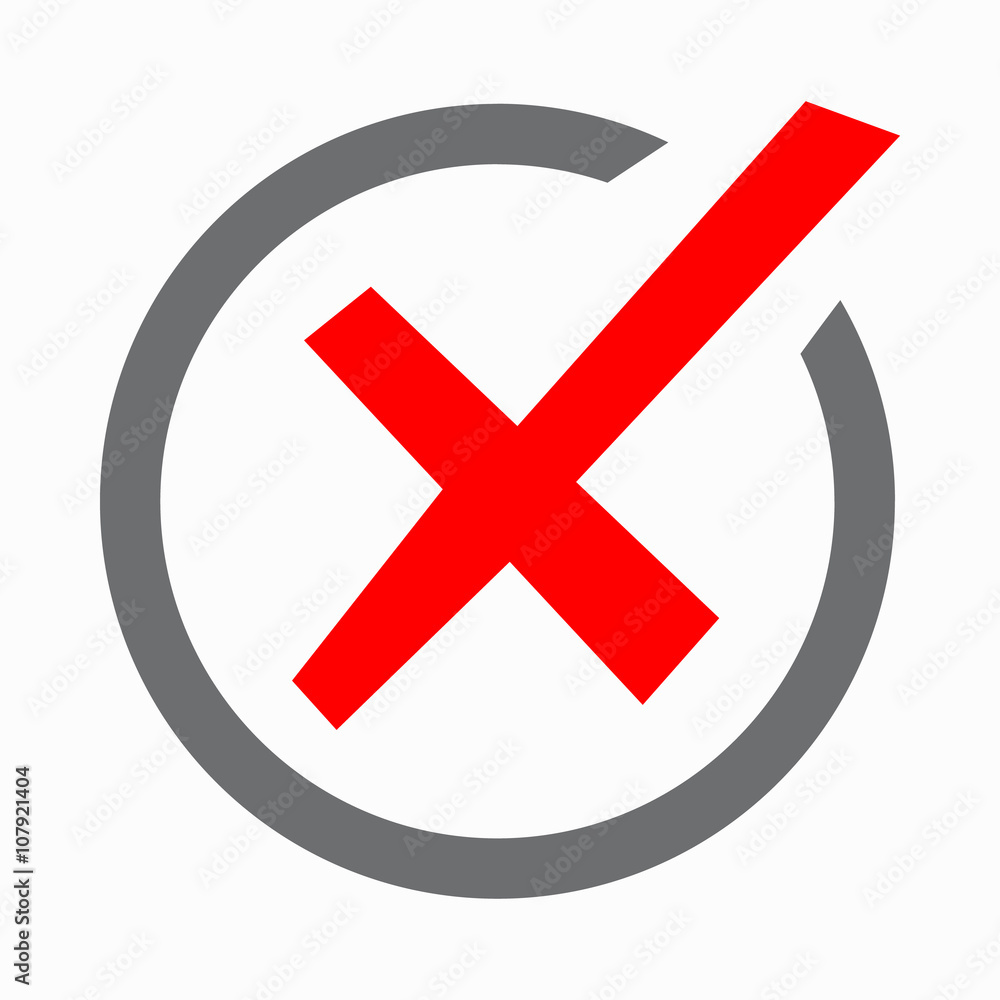 Fototapeta premium Red cross, check mark icon, simple style 