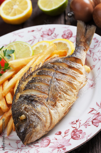Fried fish with french fries
