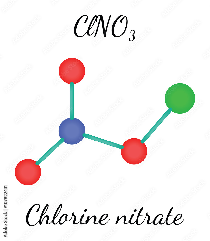 ClNO3 chlorine nitrate molecule Stock Vector | Adobe Stock