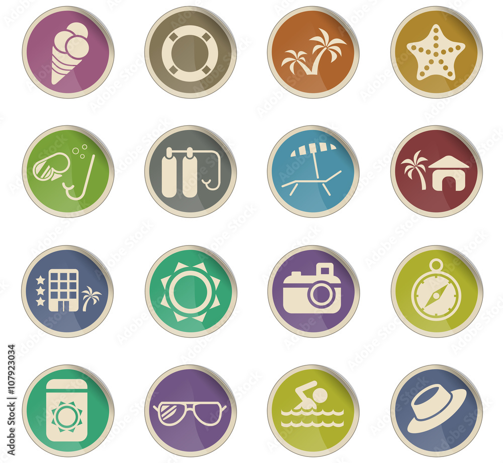 beach icon set beach icon set