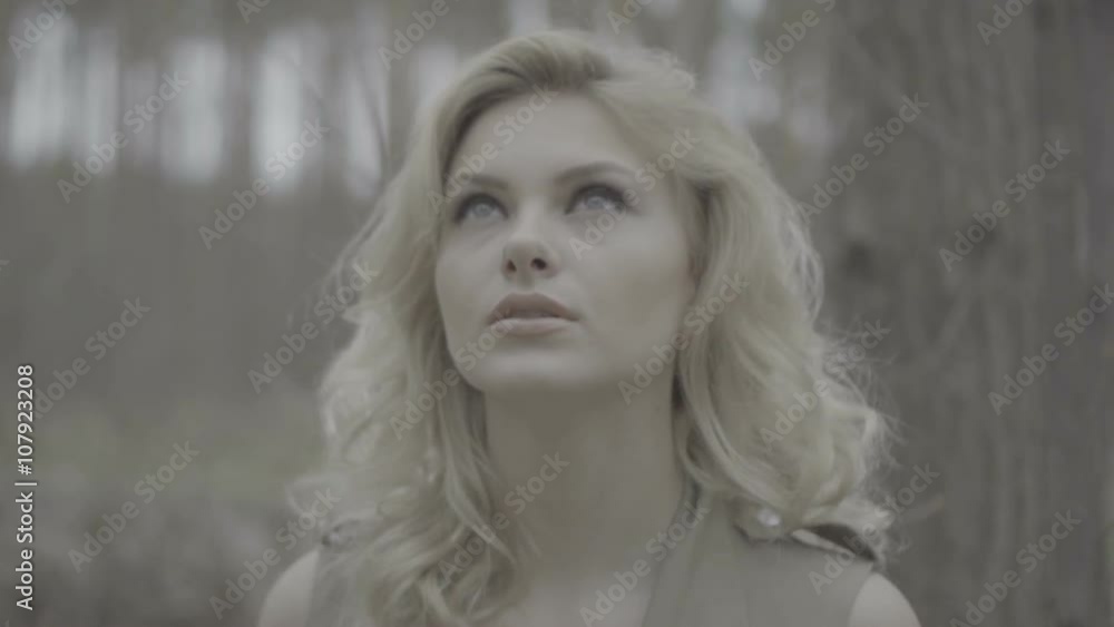 blonde woman alone in the forest blonde woman alone in the forest