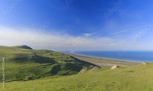 The coast of the Caspian Sea from the heights of the sacred moun