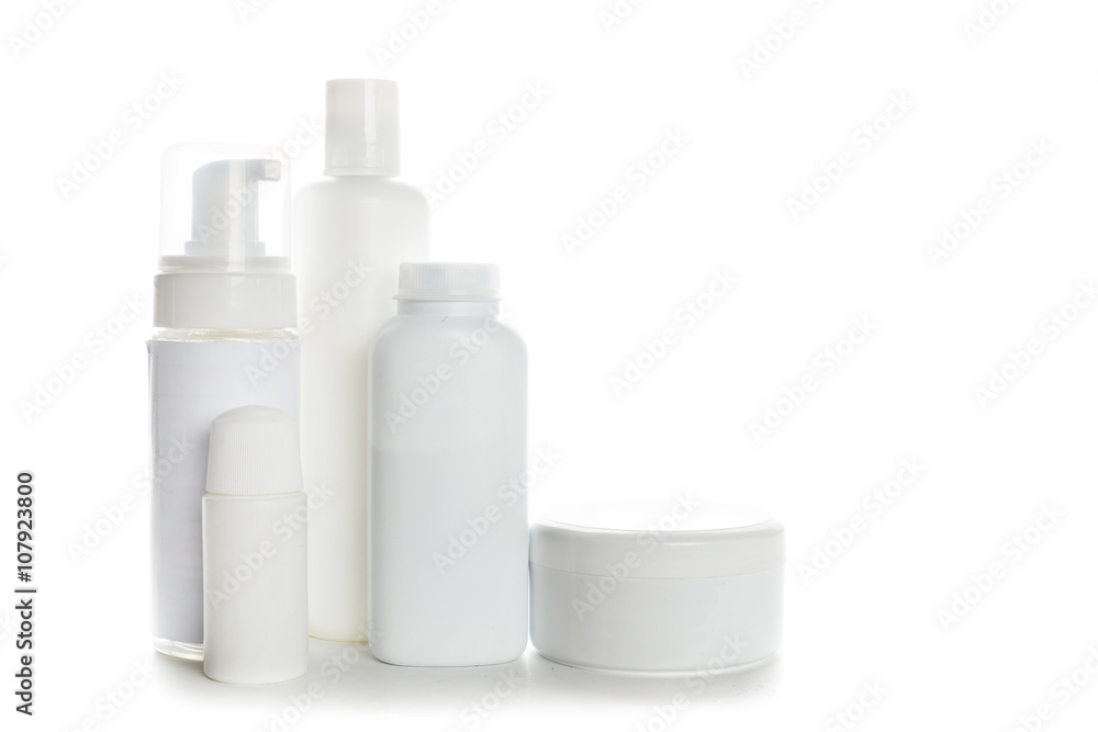 Cosmetic containers isolated on white Cosmetic containers isolated on white