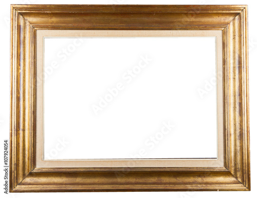 golden decorative frame isolated on white 