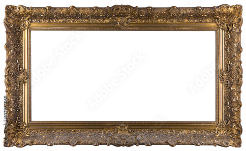 golden decorative frame isolated on white 