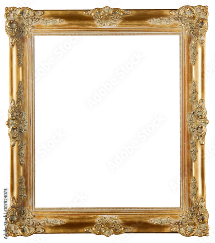 golden decorative frame isolated on white 