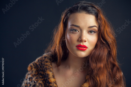 Wallpaper Mural Portrait of beutiful girl isolated on dark background Torontodigital.ca