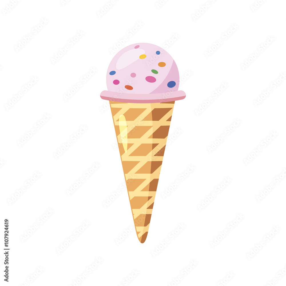 Ice cream cone icon, cartoon style