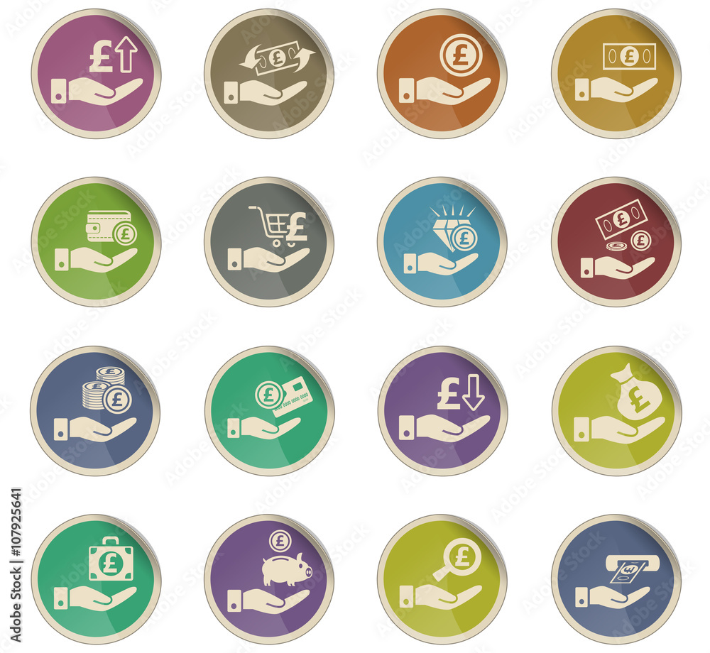 hand and money icon set hand and money icon set