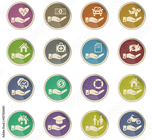 insurance hand icon set