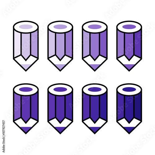 Shades of purple colored pencils