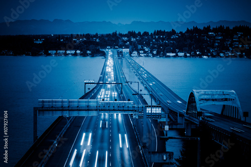 bridge traffic in night