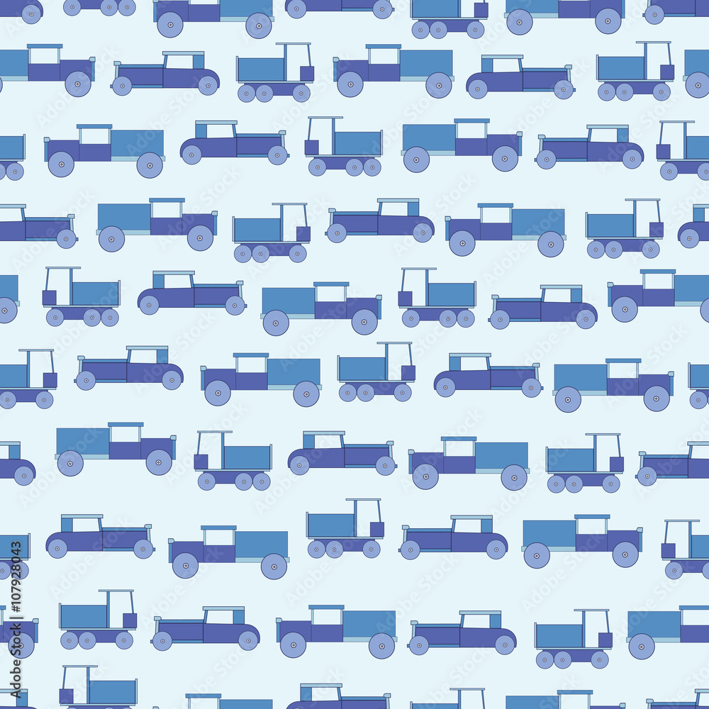 Background blue toy retro car. Toys cars for boys. Background for chilren or baby.