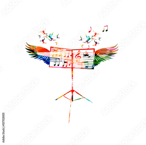 Colorful music stand with wings