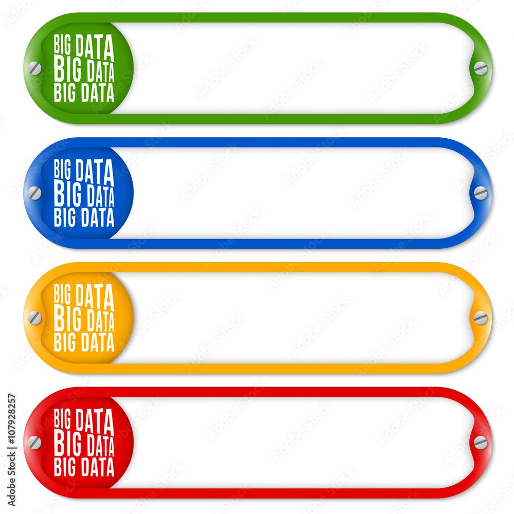 Obraz premium Four buttons for entering text with big data headline