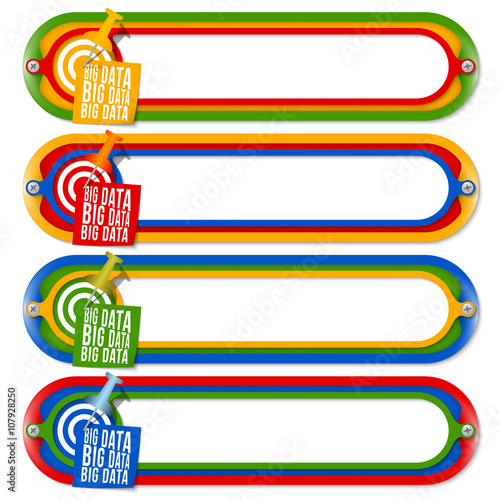 Four colored frames for any text with big data headlines