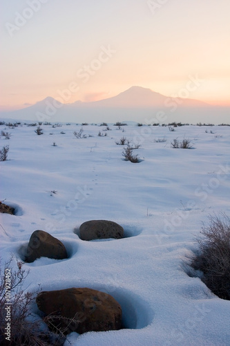 Winter view of Ararat mountain