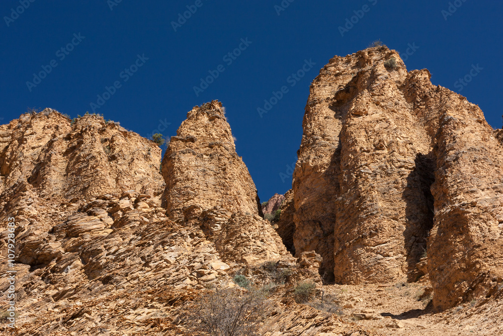 Layered stones and high hills in Khosrov park