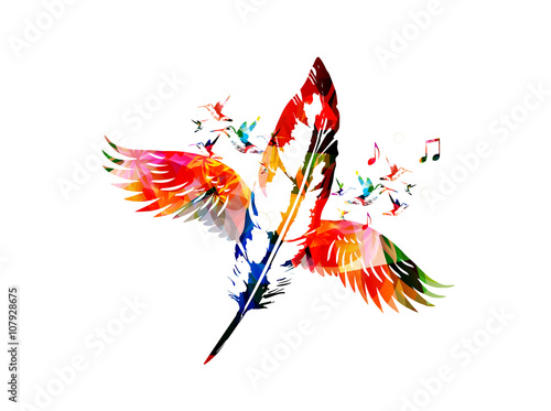 Creative feather design with wings