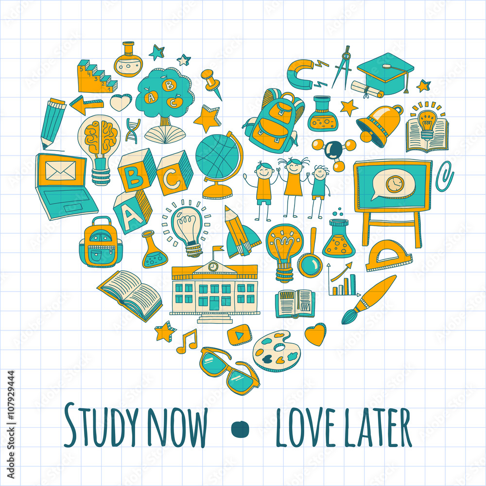 Back to School doodle set. Linear icons Back to School doodle set. Linear icons