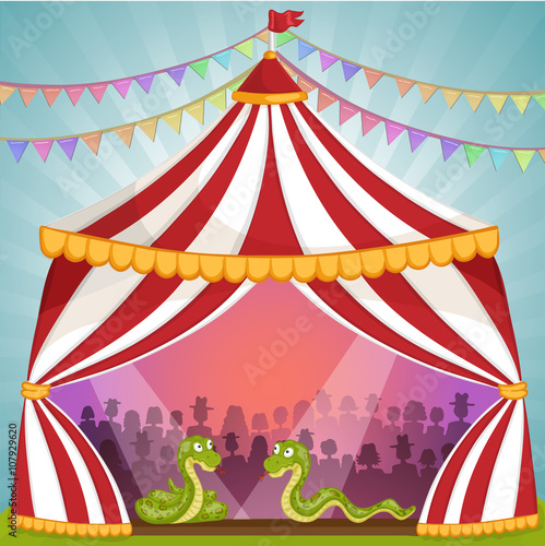 Green snake in circus tent