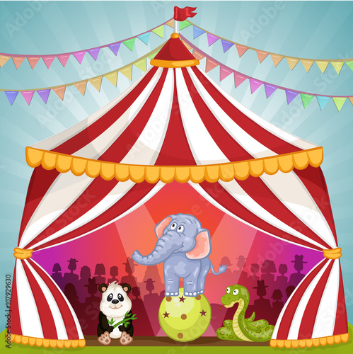 Circus tent with animals