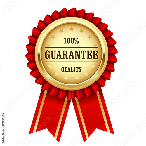 Award rosette with gold medal and red ribbon - quality guarantee