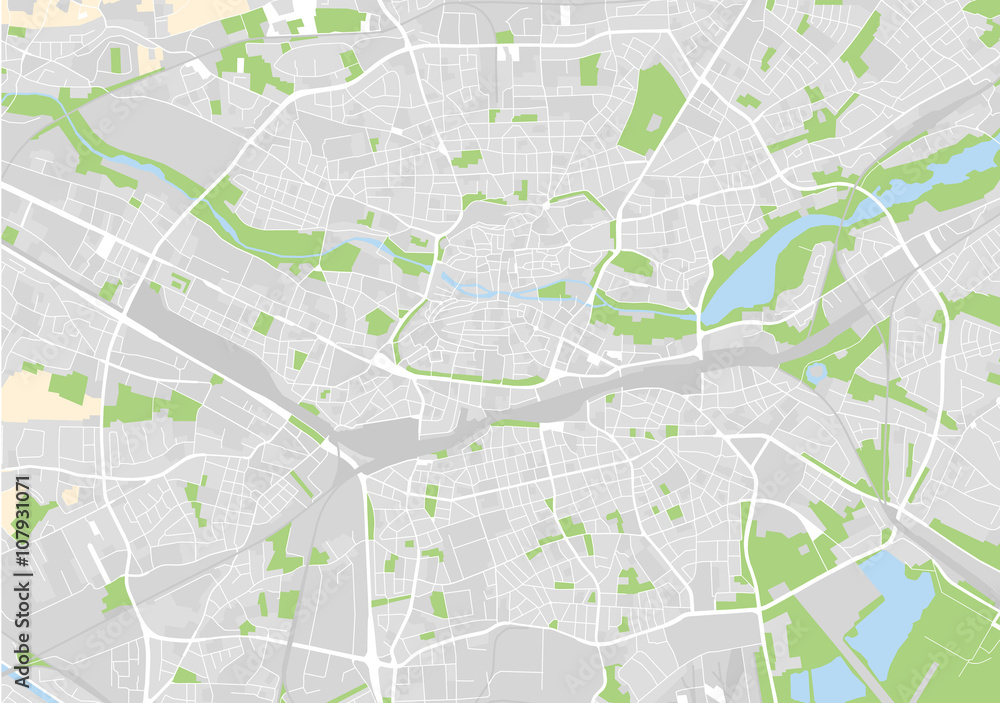 Fototapeta Wektorowa mapa miasta Norymberga