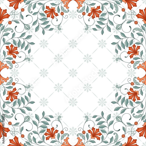 Invitation card with floral ornament.