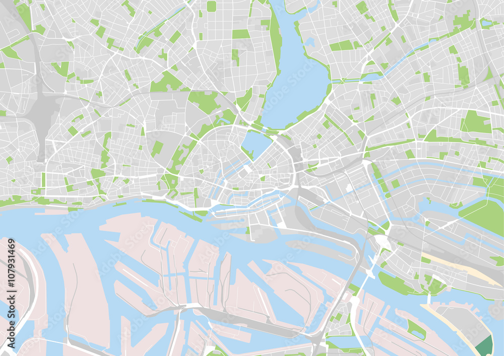 Fototapeta premium Mapa miasta wektor Hamburga