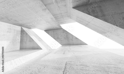 Empty abstract white concrete interior design
