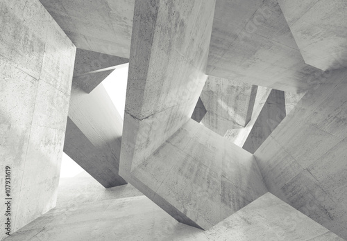 Concrete interior with chaotic 3 d structures