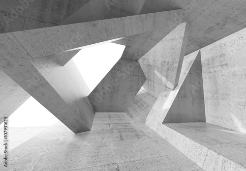 Abstract concrete room with chaotic structures