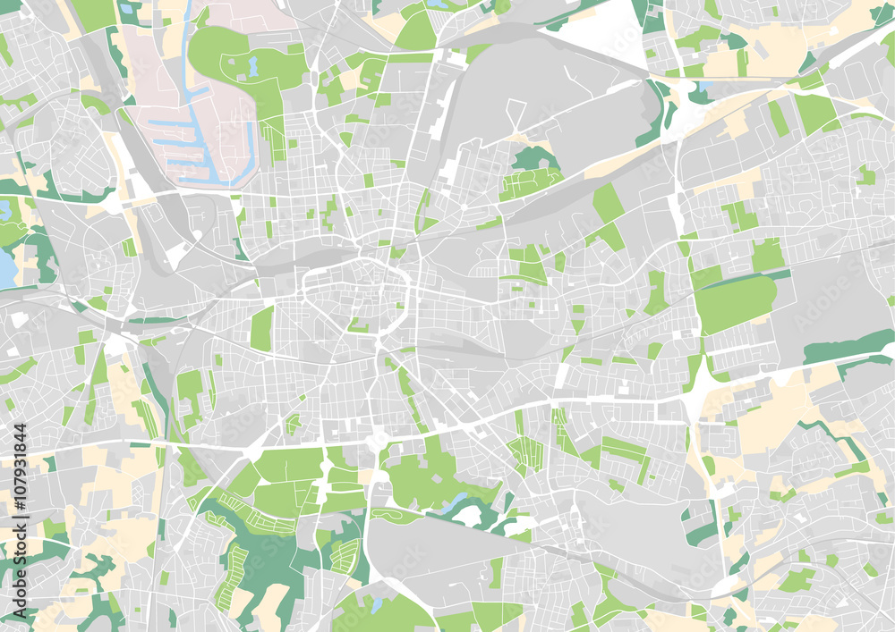Fototapeta premium Wektorowa mapa miasta Dortmundu