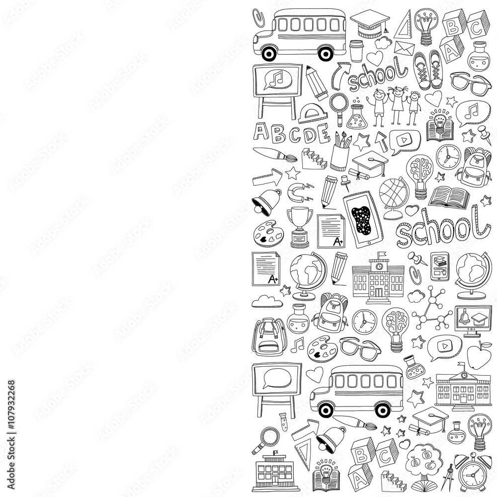 Back to School doodle set. Linear icons Back to School doodle set. Linear icons