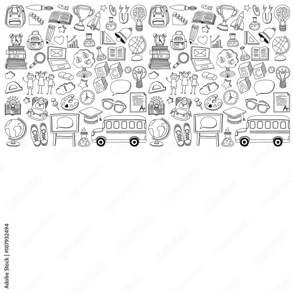 Back to School doodle set. Linear icons Back to School doodle set. Linear icons