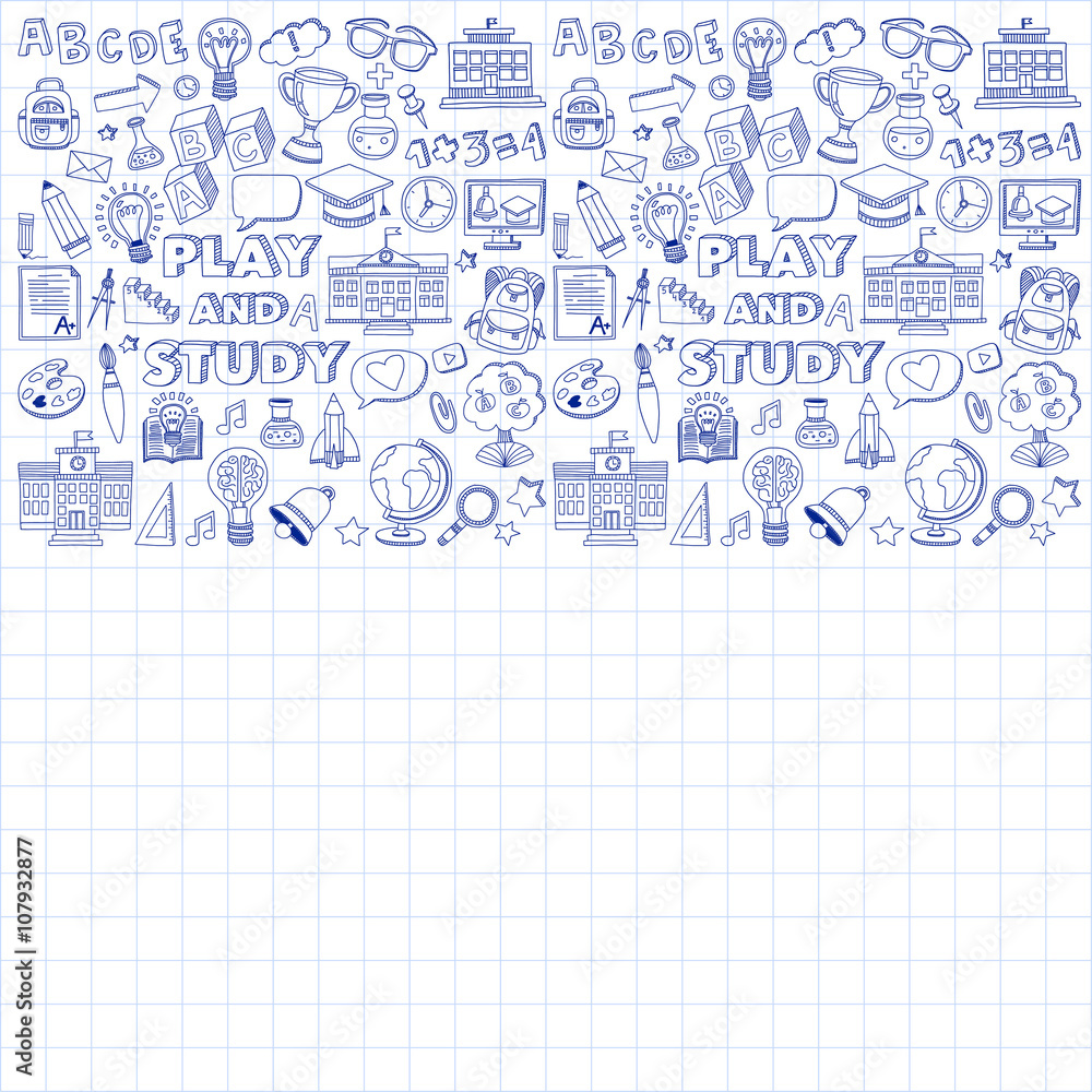 Back to School doodle set. Linear icons Back to School doodle set. Linear icons