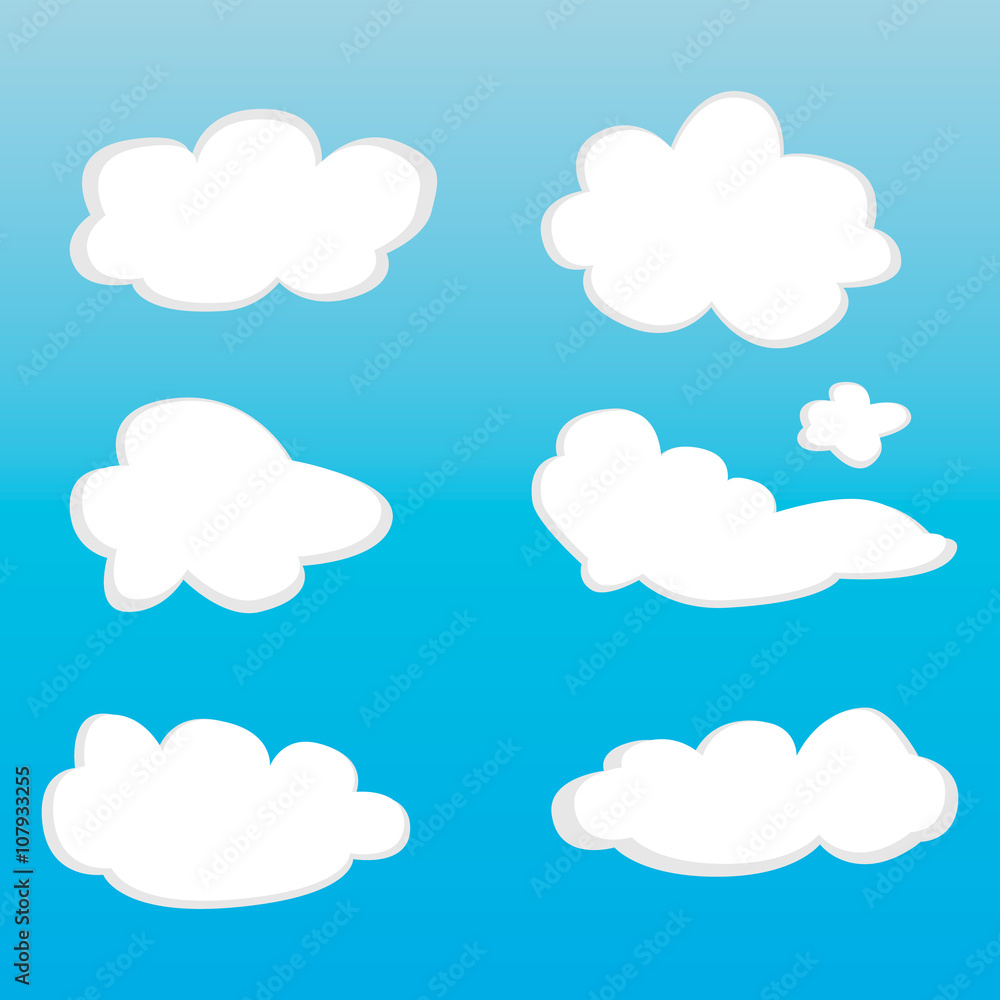 Set of blue sky, clouds.