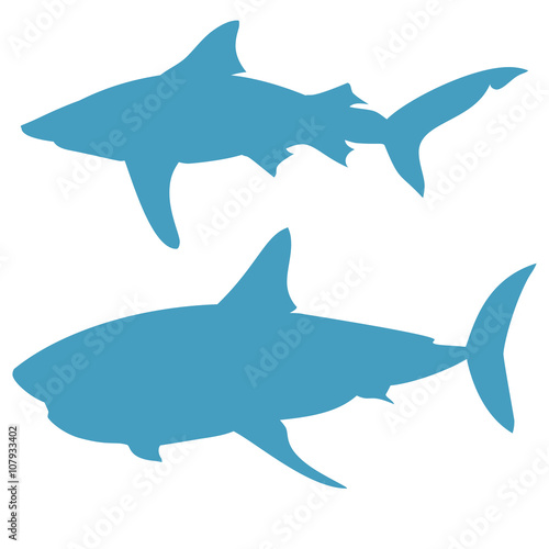 Shark silhouettes vector isolated on white background