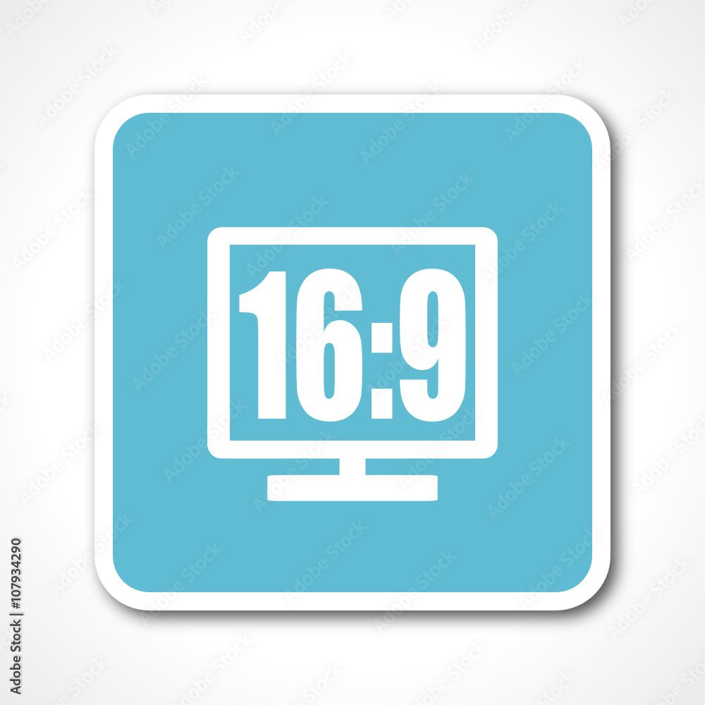16 9 display blue flat design vector web icon 16 9 display blue flat design vector web icon