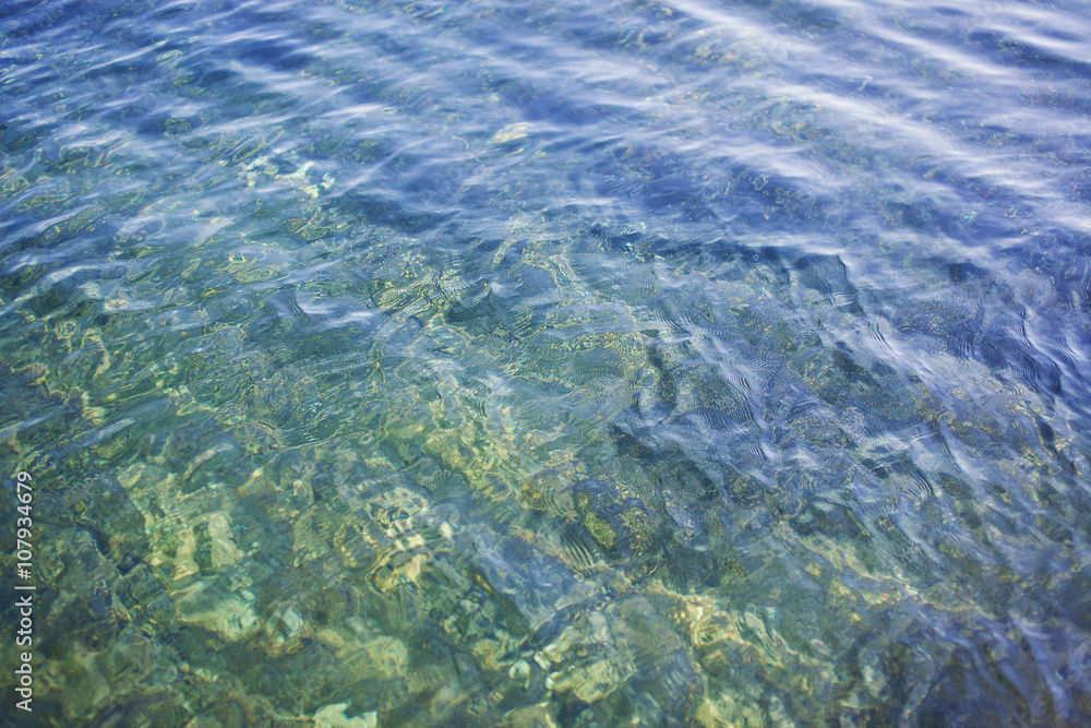 Fototapeta premium Sea water with waves. Abstract background